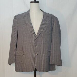 Orvis Sport Coat Mens 46R Navy Blue Gingham Check Blazer Lined Classic Preppy
